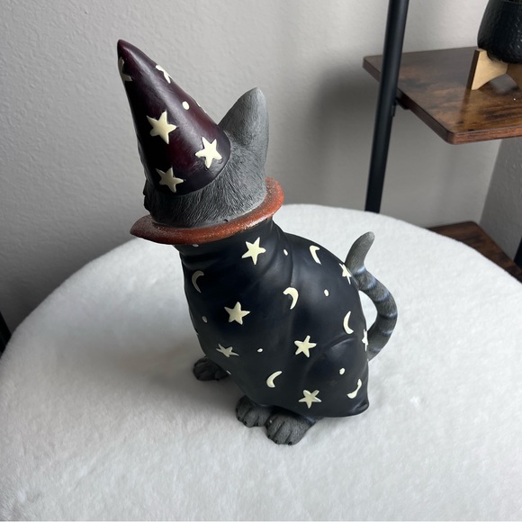 Halloween Cat Wizard Witch Cape Glitter Moon Star Decor Trick or Treat Spooky - Picture 5 of 10